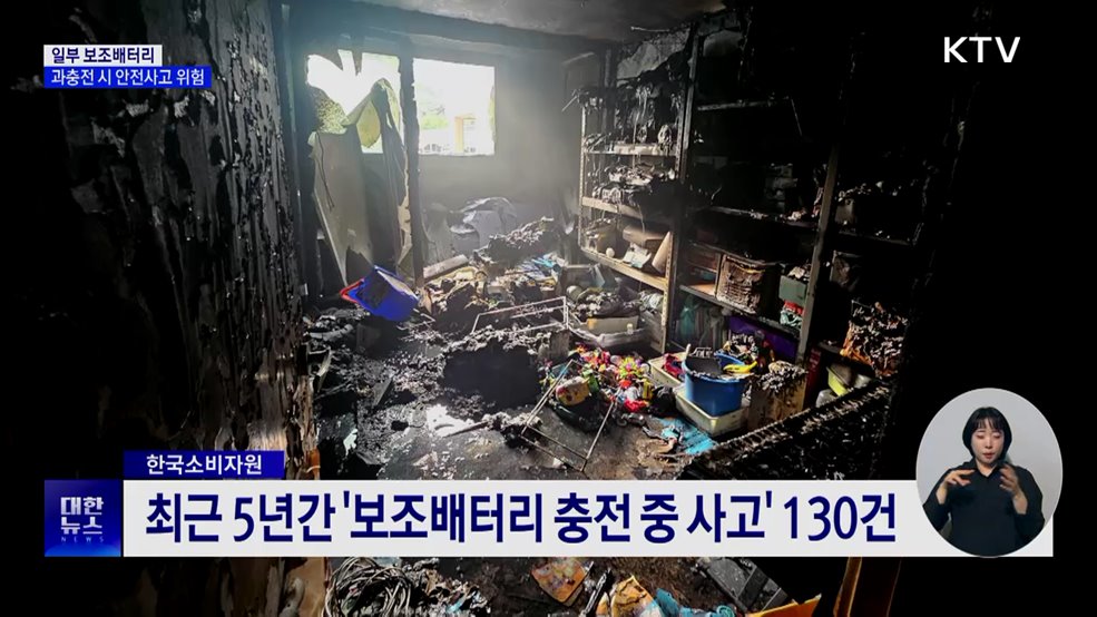 "일부 보조배터리, 과충전 시 안전사고 위험"