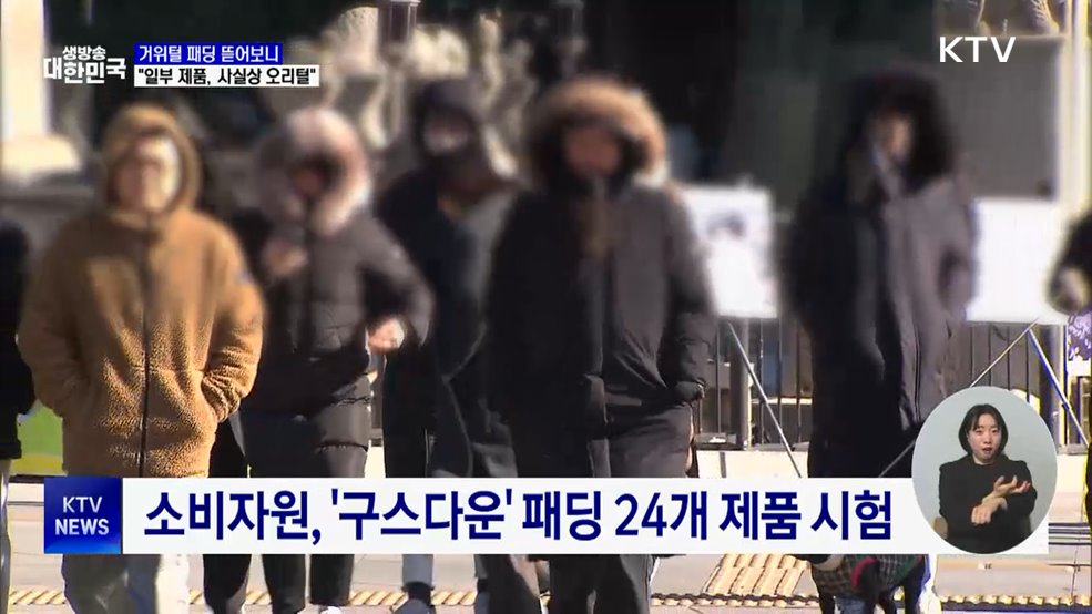 소비자원 "일부 거위털 패딩, 오리털 제품으로 확인"