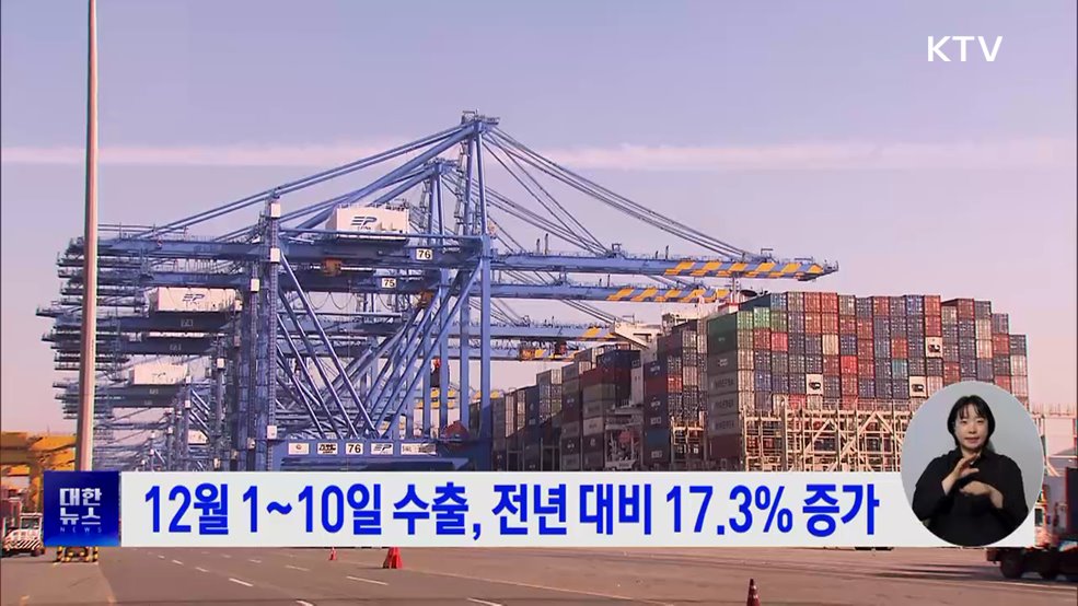 12월 1~10일 수출, 전년 대비 17.3% 증가
