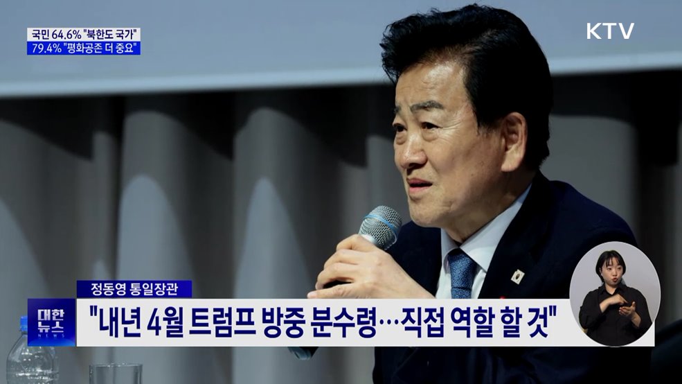 국민 다수 "북한도 하나의 국가···평화공존 중요"