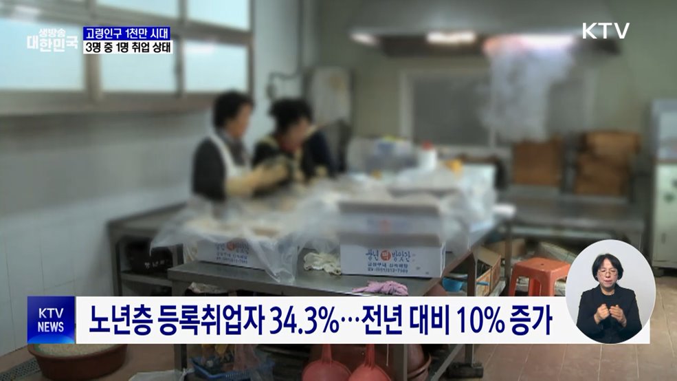 고령인구 1천만 시대···3명 중 1명 취업 상태