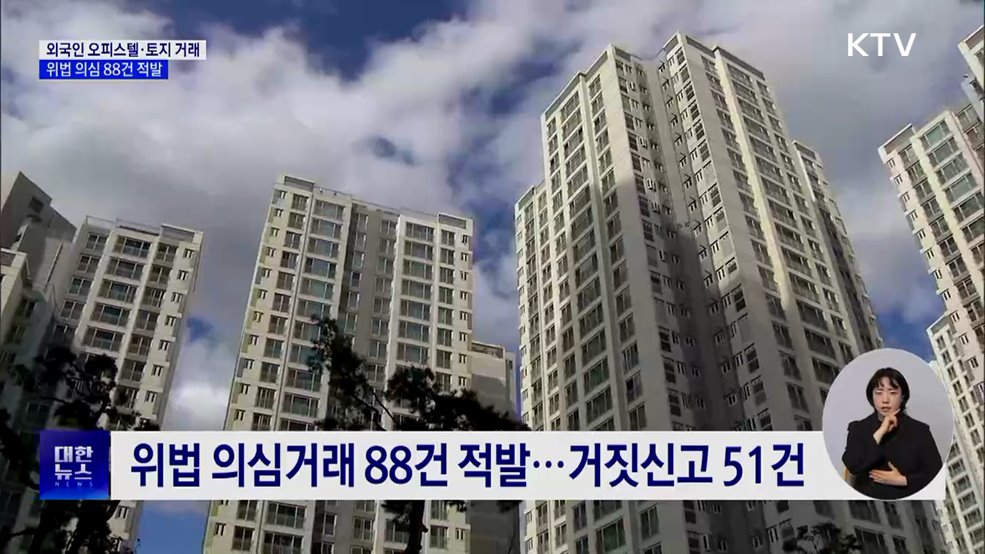 외국인 오피스텔·토지 위법 의심거래 88건 적발