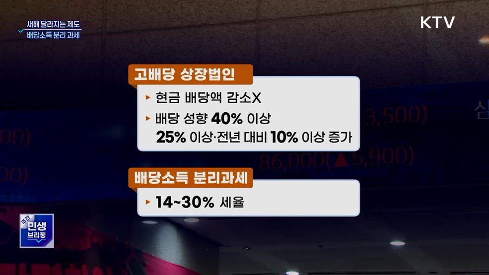 새해 달라지는 세제···배당소득 분리과세