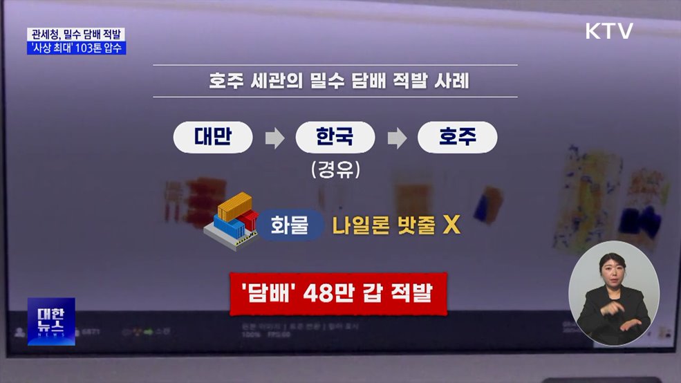 관세청, 국제공조로 밀수 담배 적발···'사상 최대' 103톤 압수