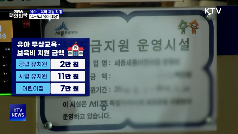 유아 보육비 지원 4세까지 확대···신청 없이 차감
