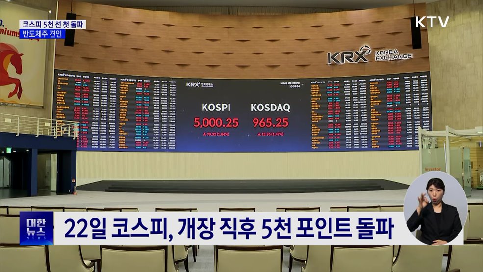 코스피 사상 첫 5천 선 돌파···지수 산출 46년 만