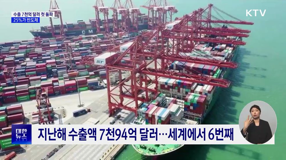 지난해 수출 7천억 달러 첫 돌파···25%가 반도체