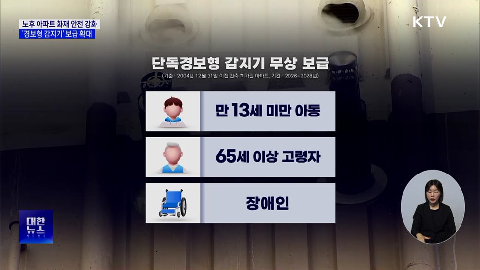 노후 아파트 화재 안전 강화···'경보형 감지기' 보급