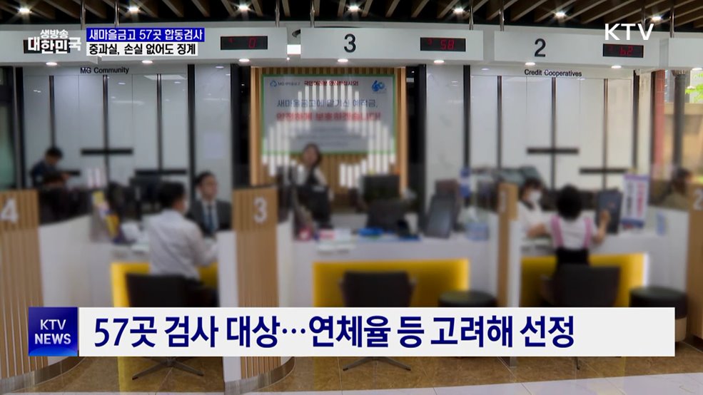 새마을금고 57곳 합동검사···중과실, 손실 없어도 징계