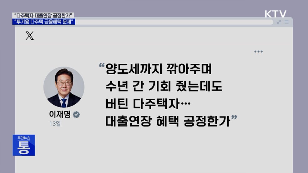 "다주택자 대출연장 공정한가···금융혜택 문제"