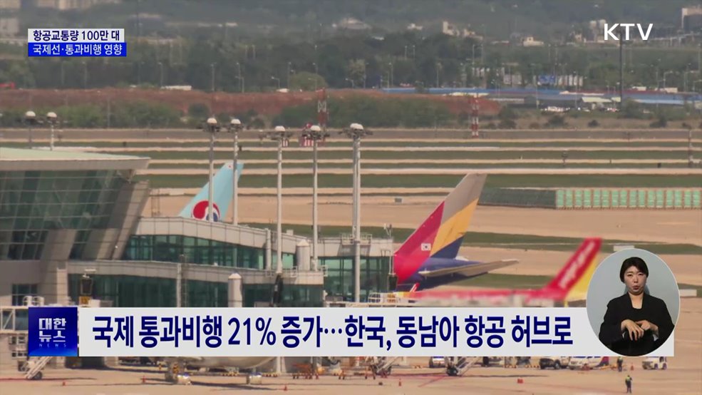 항공교통량 100만 대 돌파···국제선·통과비행 영향
