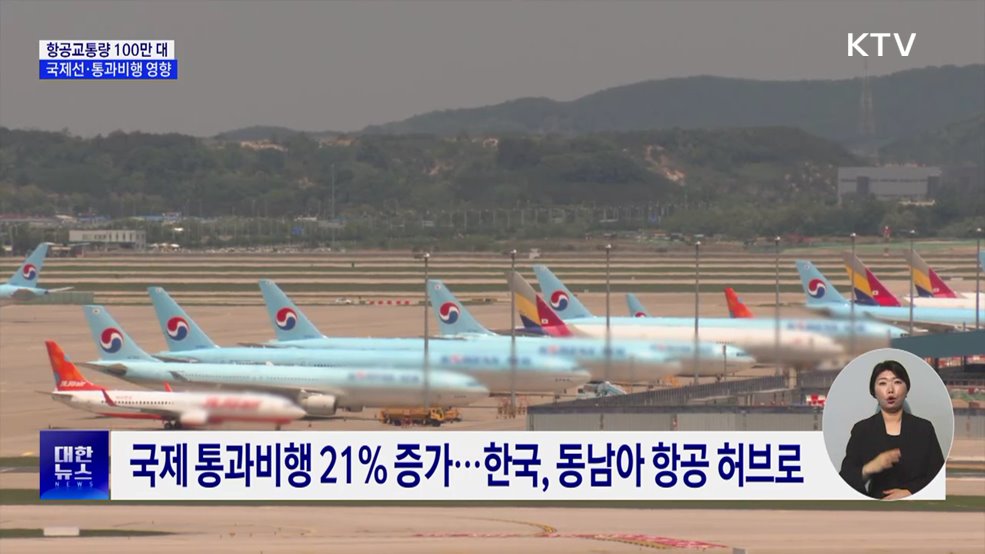 항공교통량 100만 대 돌파···국제선·통과비행 영향