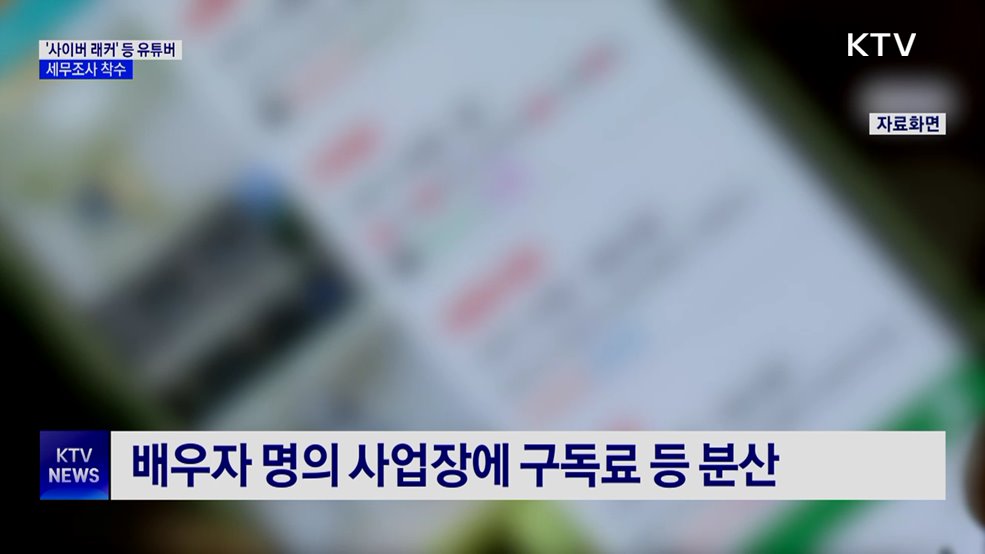 국세청, '세금 탈루' 악성 유튜버 세무조사 착수