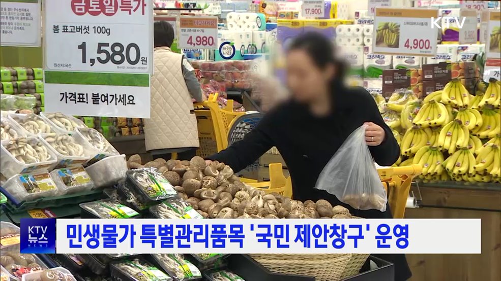 민생물가 특별관리품목 '국민 제안창구' 운영