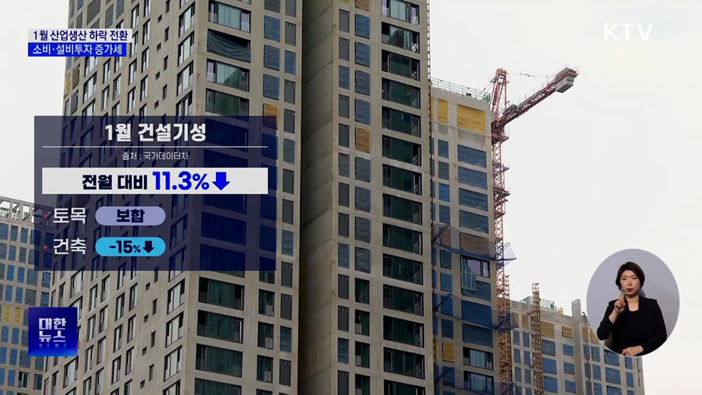 1월 산업생산 하락 전환···소비·설비투자는 증가