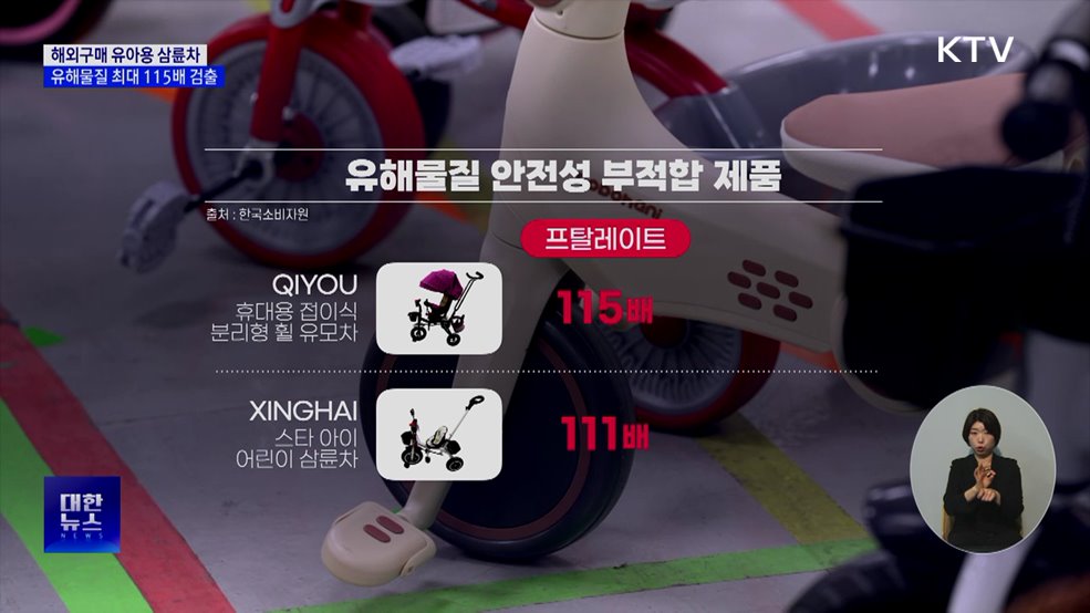 '해외구매 유아 삼륜차' 유해물질 최대 115배 검출
