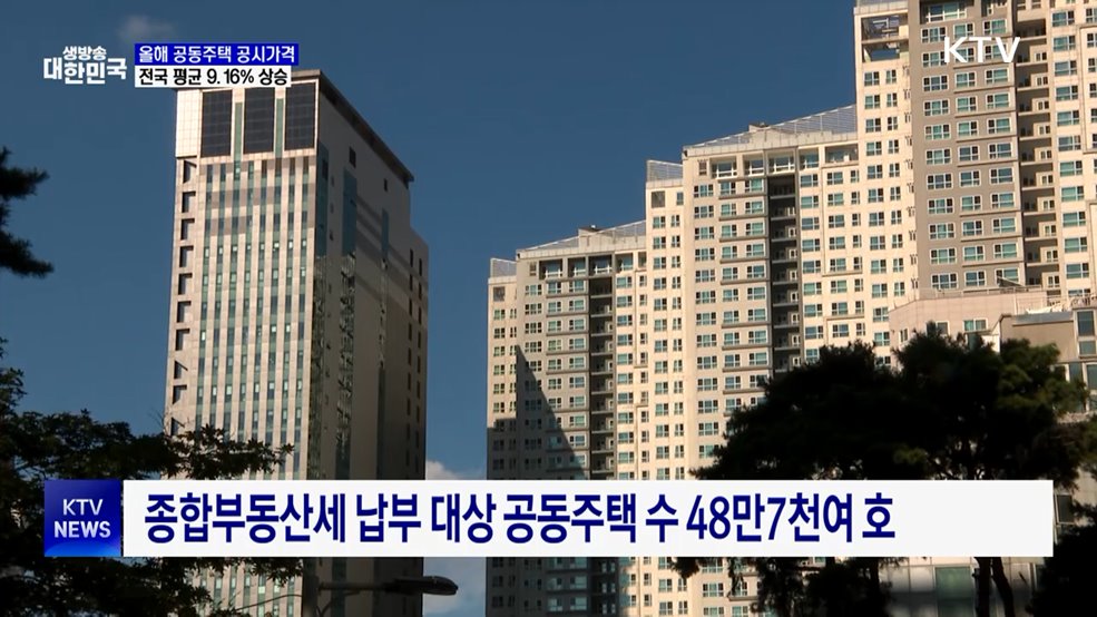 전국 공동주택 공시가격 평균 9.16% 상승···서울은 18.67%↑