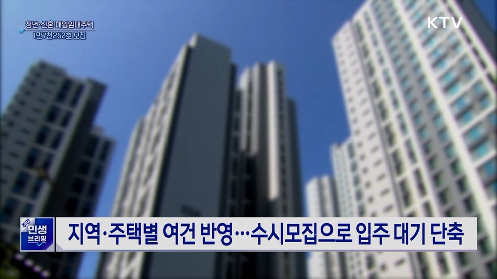 청년·신혼·신생아 매입임대주택 모집···1만7천252호 공급