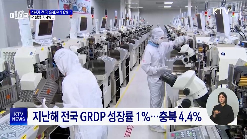 지난해 4분기 지역내총생산 1.6%↑···건설업 불황 지속