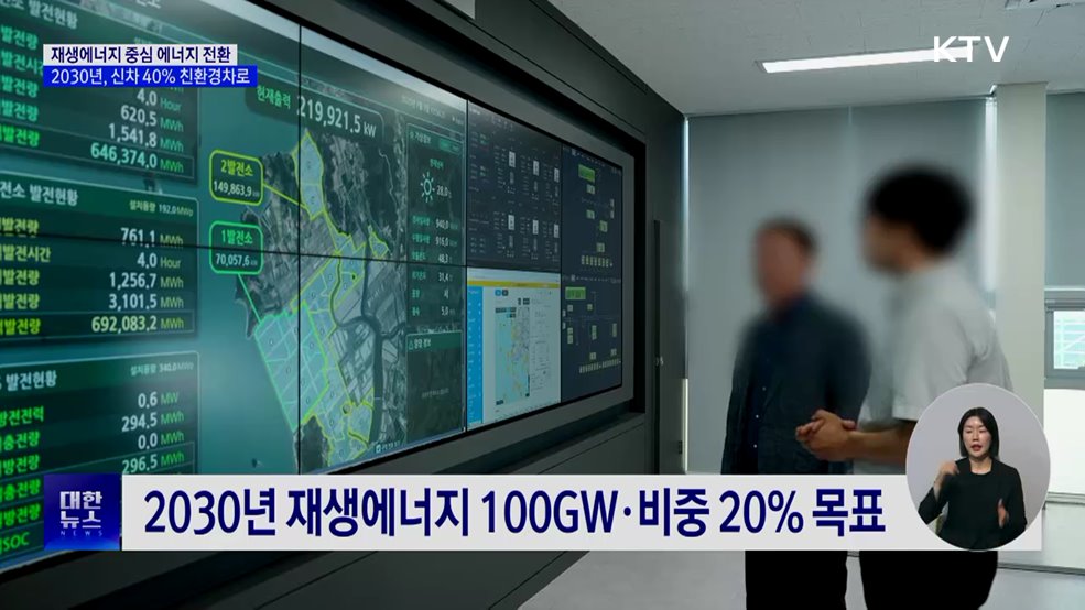 재생에너지 중심으로 전환···신차 40% 친환경차로