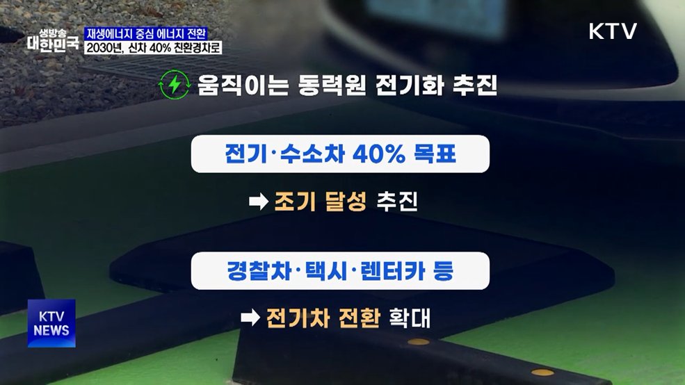 재생에너지 중심으로 전환···신차 40% 친환경차로