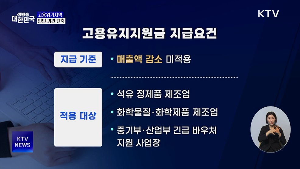 고용위기지역 판단 기간 단축···지원금 지급 확대