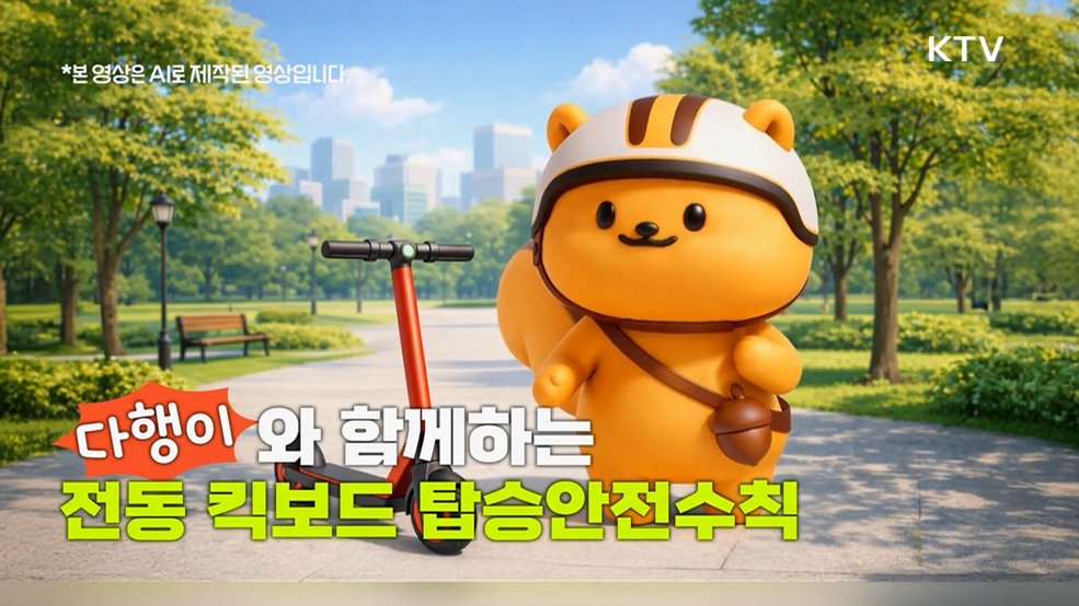 다행이와 함께하는 전동 킥보드 탑승안전수칙 - 행정안전부
