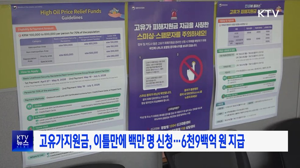 고유가지원금, 이틀만에 백만 명 신청···6천9백억 원 지급