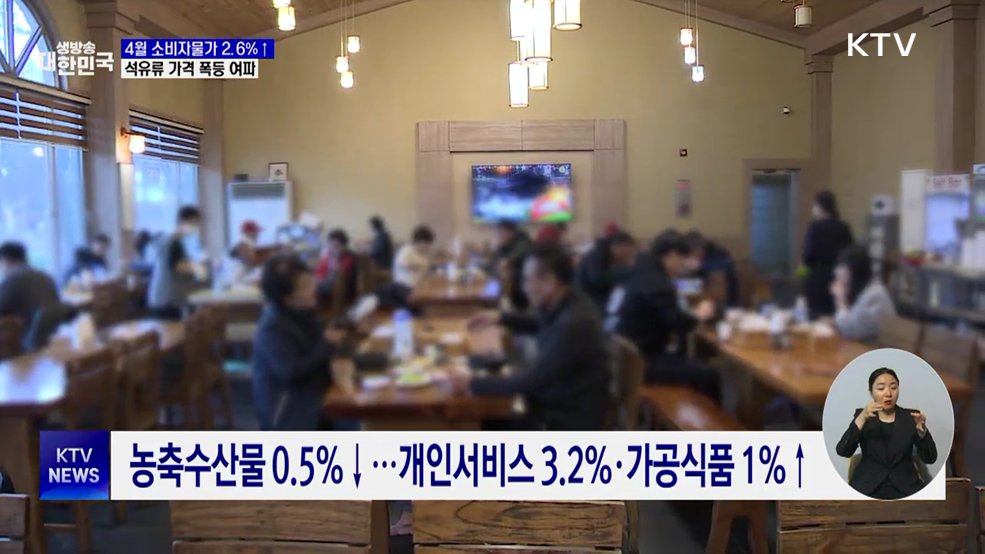 4월 소비자물가 2.6%↑···1년 9개월 만에 최고