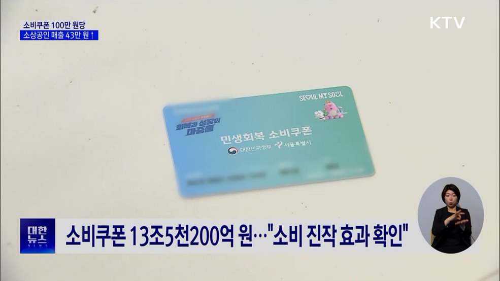 소비쿠폰 100만 원당 소상공인 매출 43만 원 증가