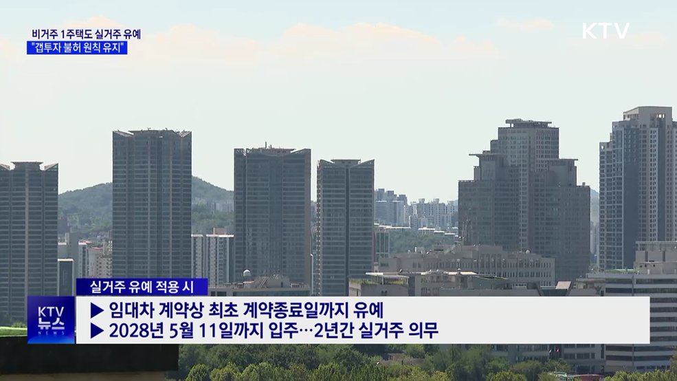 비거주 1주택도 실거주 유예···"갭투자 불허 원칙 유지"