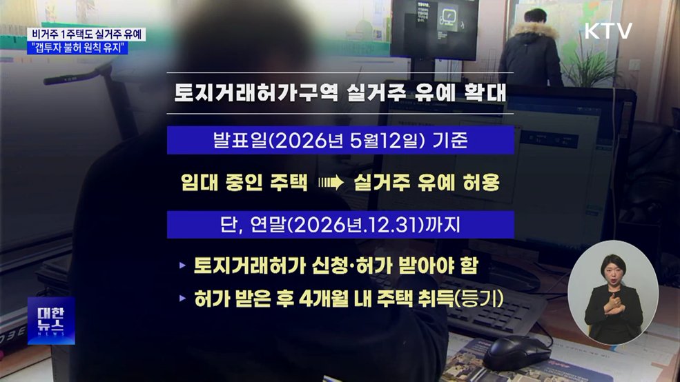 비거주 1주택도 실거주 유예···"갭투자 불허 원칙 유지"