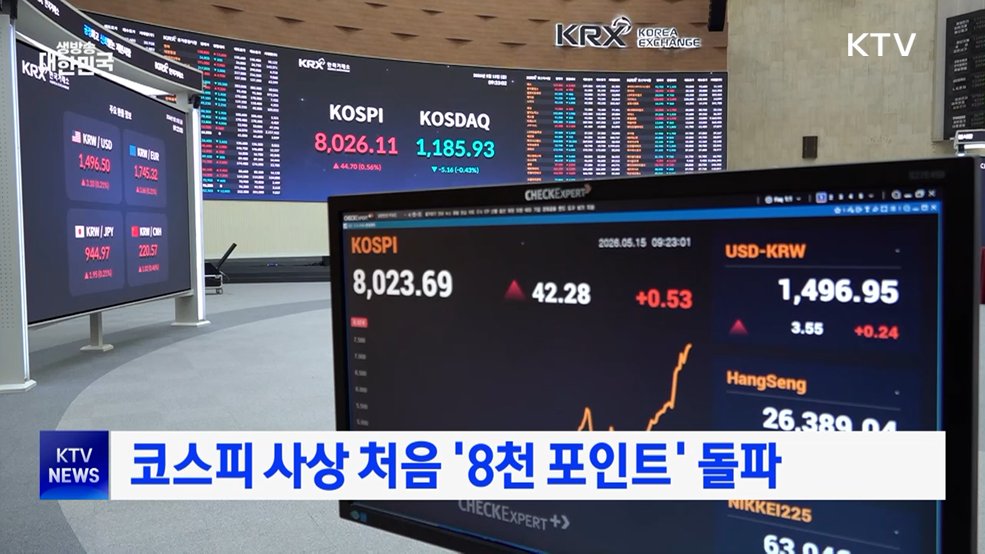 코스피 사상 처음 '8천 포인트' 돌파