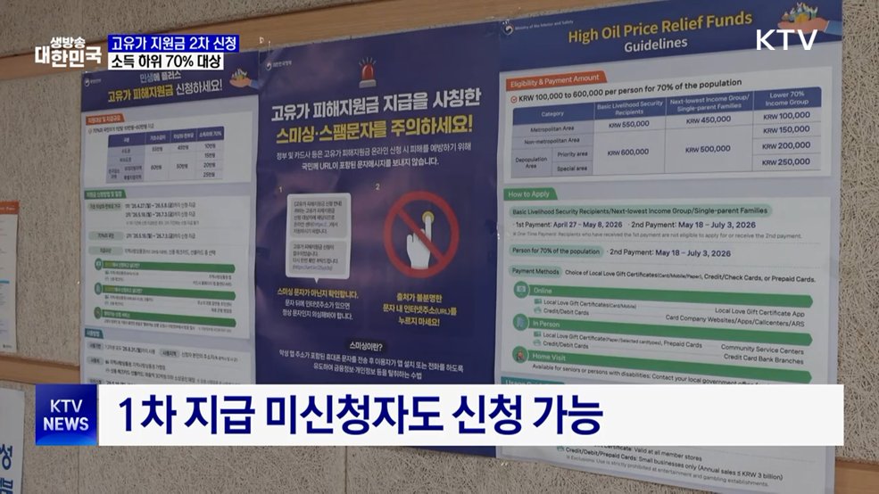 오늘부터 고유가 지원금 2차 신청···소득 하위 70% 대상