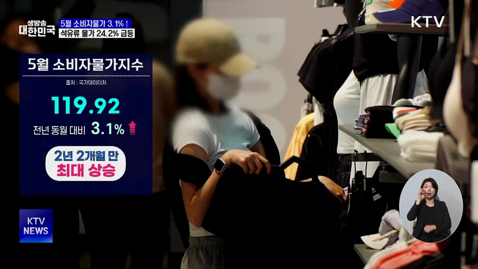 5월 소비자물가 3.1%↑···2년 2개월 만에 최고
