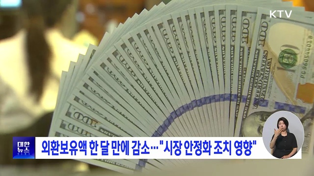 외환보유액 한 달 만에 감소···"시장 안정화 조치 영향"