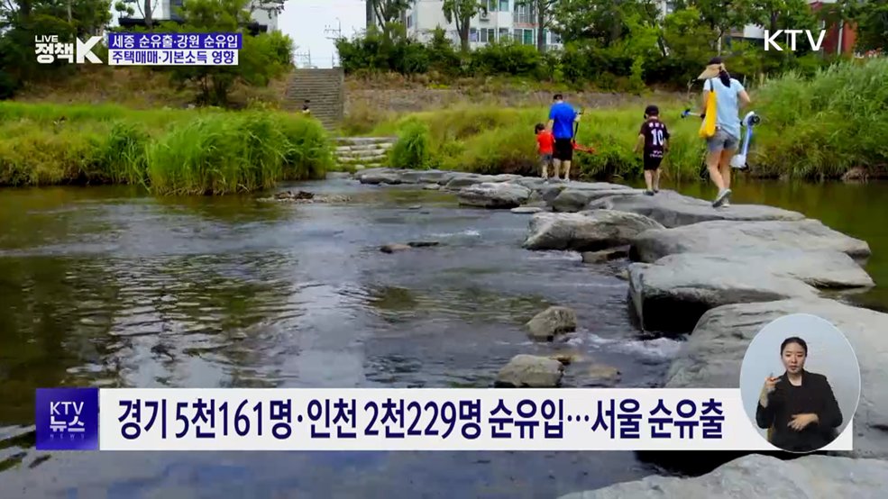국내 인구이동통계···세종 줄고, 강원 늘고