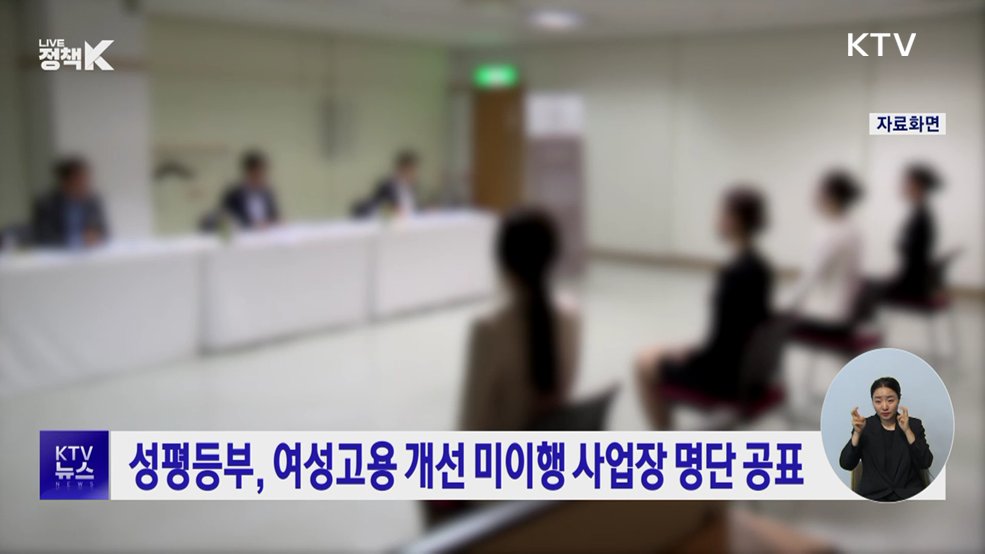 성평등부, 여성고용 개선 미이행 사업장 명단 공표