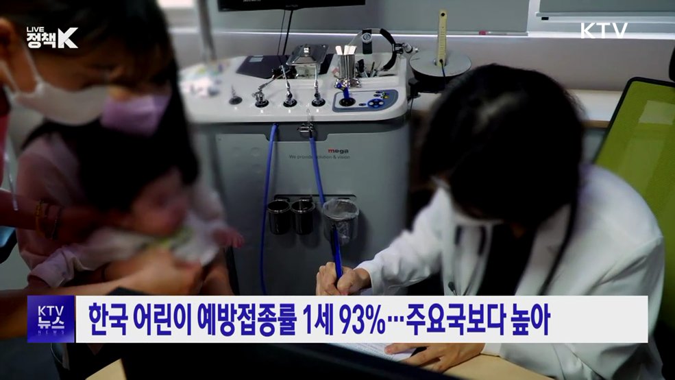 한국 어린이 예방접종률 1세 93%···주요국보다 높아