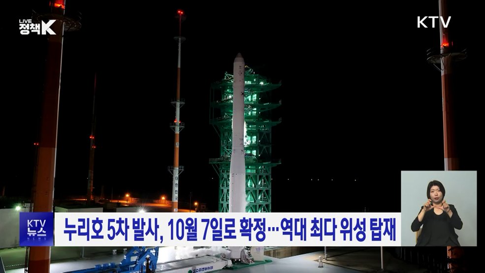 누리호 5차 발사, 10월 7일로 확정···역대 최다 위성 탑재