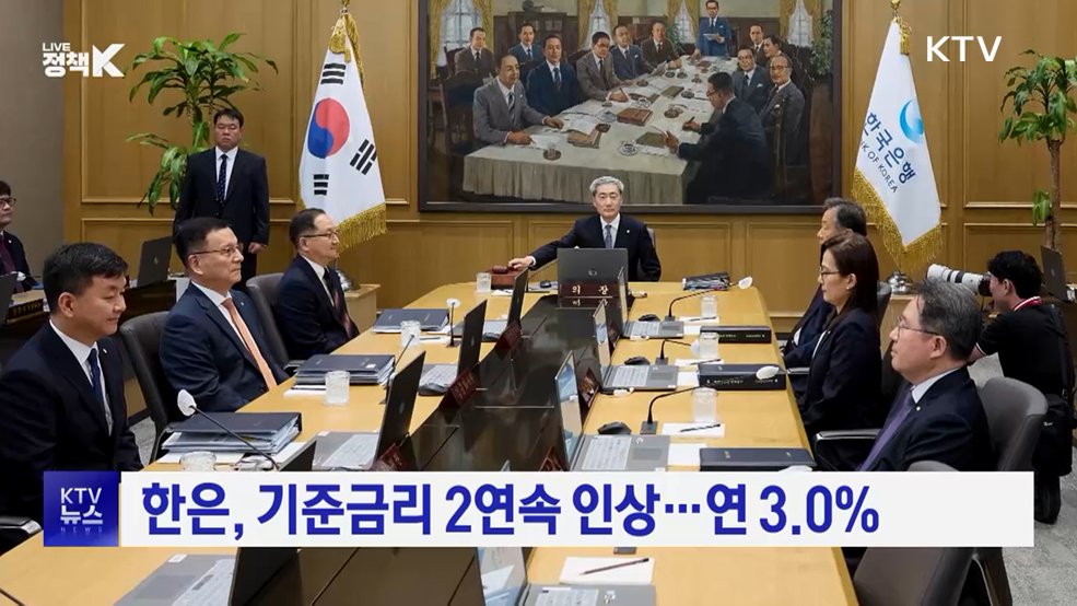 한은, 기준금리 2연속 인상···연 3.0%