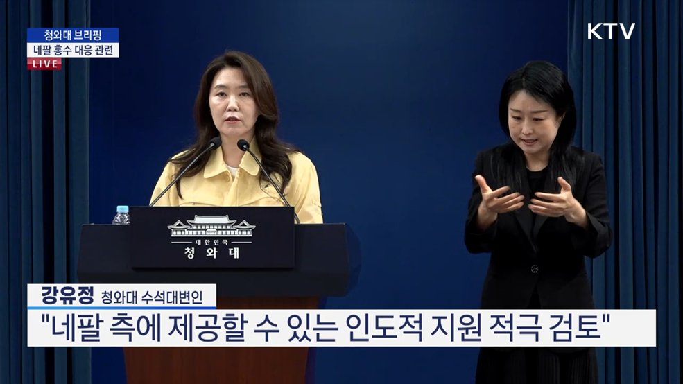 청와대 브리핑 - 네팔 홍수 대응 관련