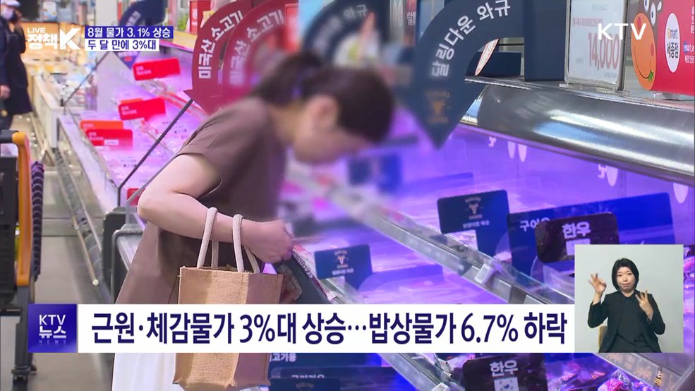 8월 소비자물가 3.1% 상승···두 달 만에 3%대