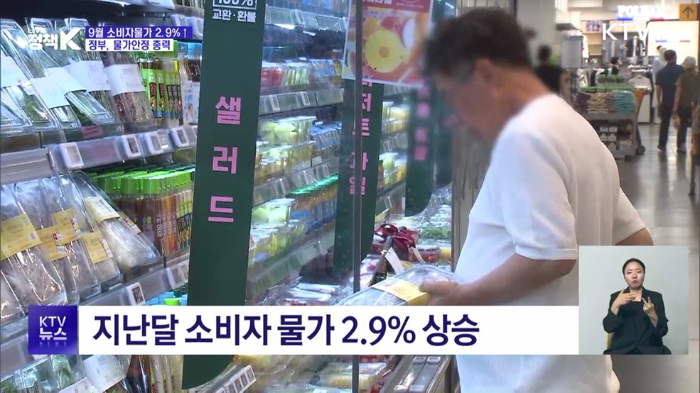 9월 물가 2.9%↑···정부, 금융·물가 안정 대응