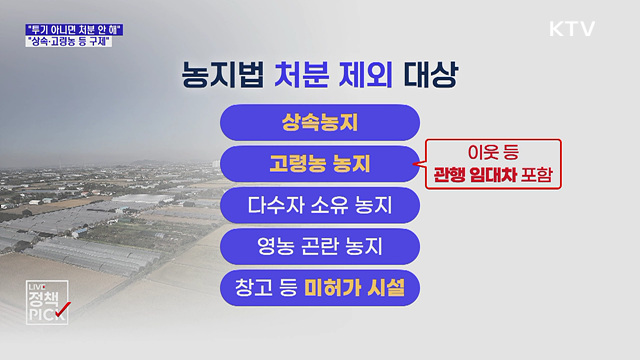 "투기 아니면 처분 안 해···상속·고령농 등 구제"