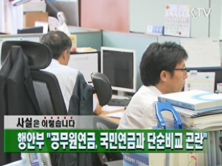 "공무원연금, 국민연금과 단순비교 곤란"