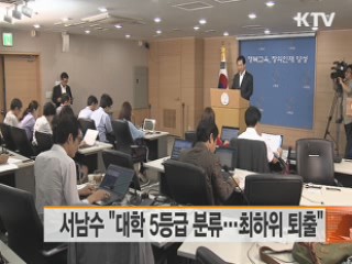 서남수 "대학 5등급 분류···최하위 퇴출"