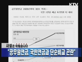 "공무원연금, 국민연금과 단순비교 곤란"