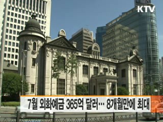 7월 외화예금 365억7천만달러… 8개월만에 최대