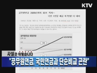 "공무원연금, 국민연금과 단순비교 곤란"